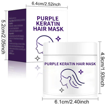 💜Paarse Keratine Haarmasker - Behoudt de kleur ＆ Neutraliseert koper- en gele tonen voor blond, zilver, grijs en gehighlight haar