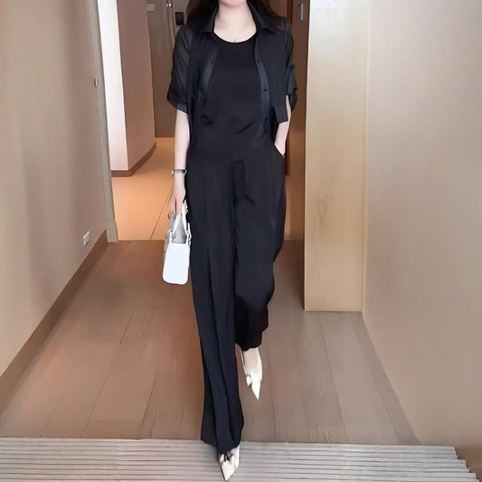 🔥Gratis verzending🔥Dames 3-Delige Set: Overhemdjas, Gilet en Broek